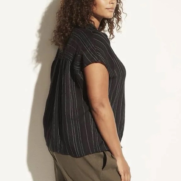 π€ PLUS VINCE BLACK WHITE STRIPE LOOSE FIT V-NECK SHORT SLEEVE TOP/TUNIC! - Picture 13 of 16